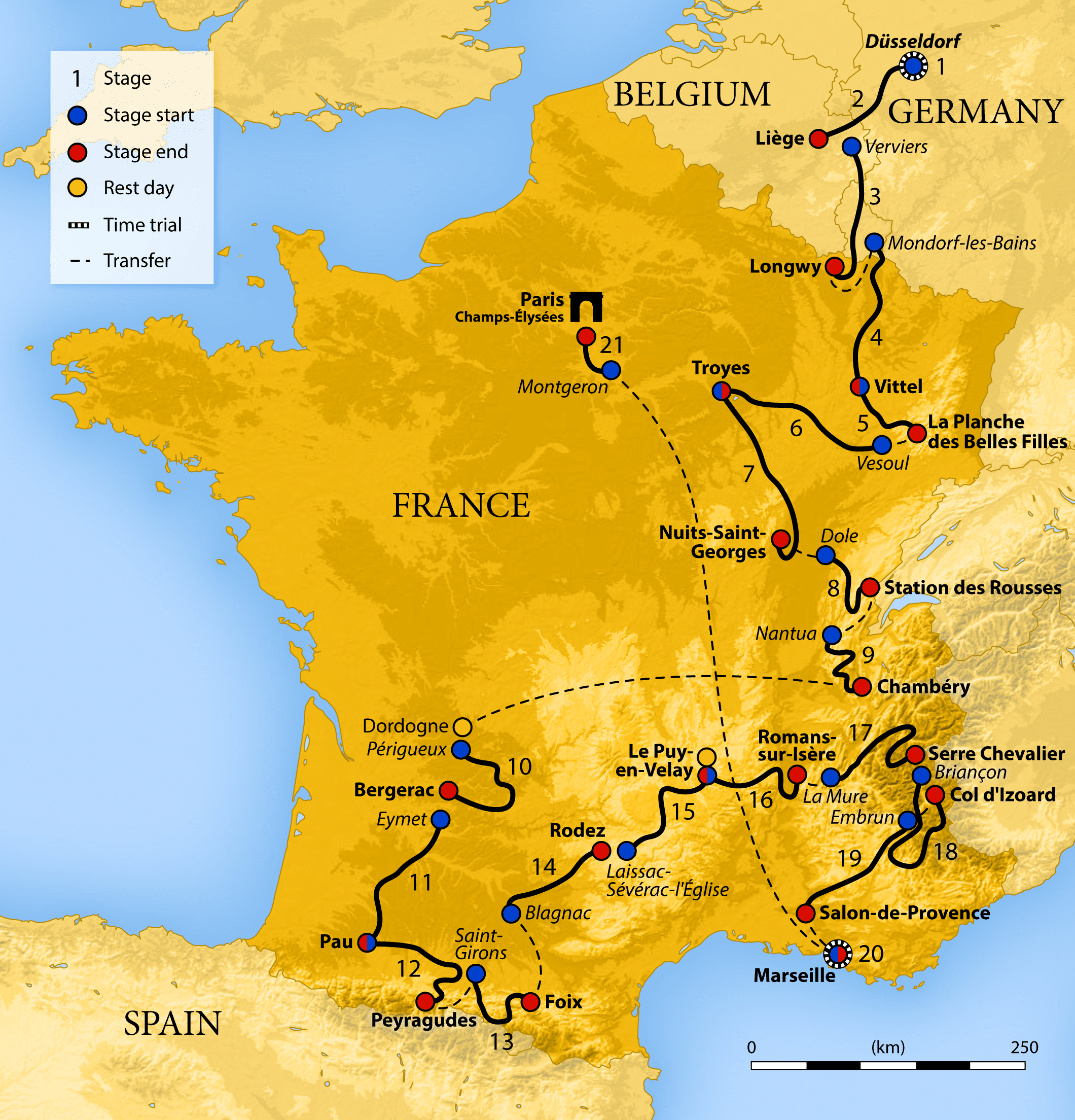 Tour de France 2017. Le parcours détaillé étape par étape