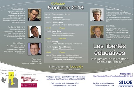 colloque 5 octobre liberté educative