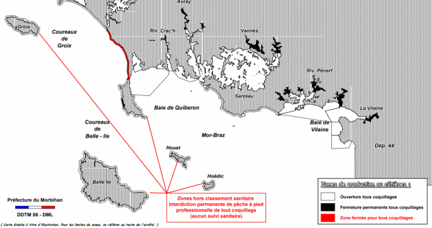 Interdiction pêche Etel Quiberon Morbihan