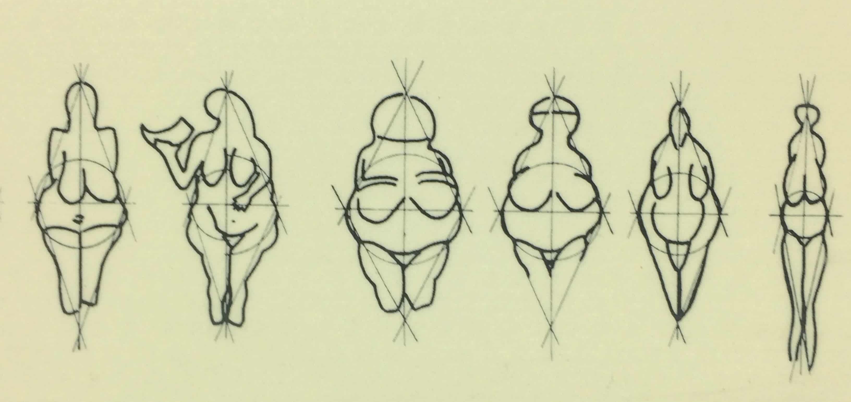 Croquis des Vénus paléolithiques - musée archéologie nationale - Saint-Germain-en-Laye