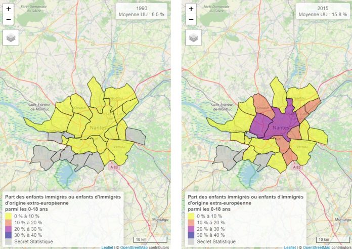 Évolution de la part de la population d’origine extra-européenne chez ...