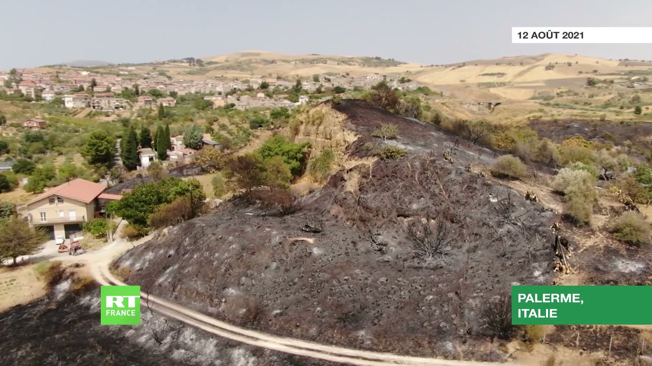 Italie : un drone filme les dégâts causés par les feux de forêt en Sicile