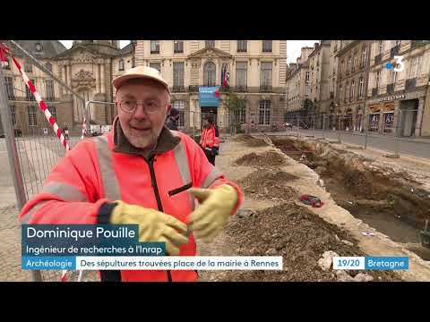 Rennes. Recherches archéologiques sous la place de l'hôtel de ville avant la plantation de 18 arbres