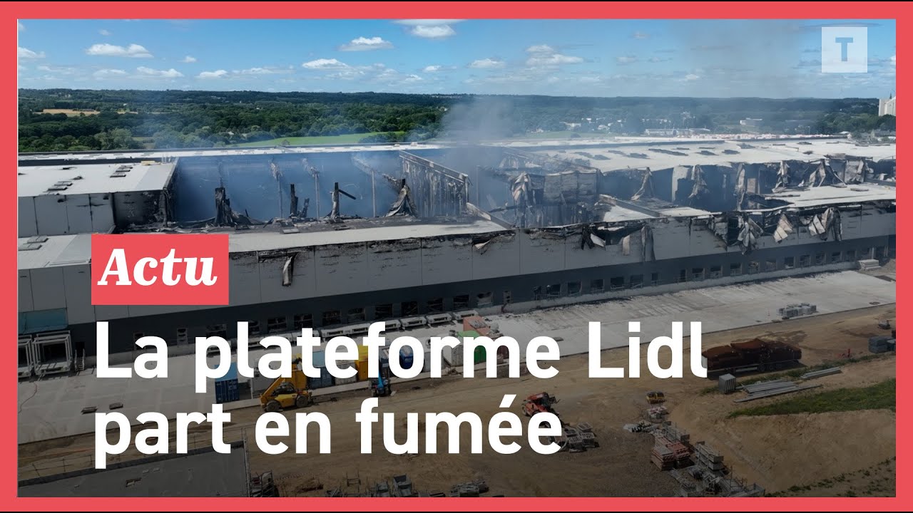 Un incendie dévaste 22 000 m2 de la plateforme Lidl en Bretagne